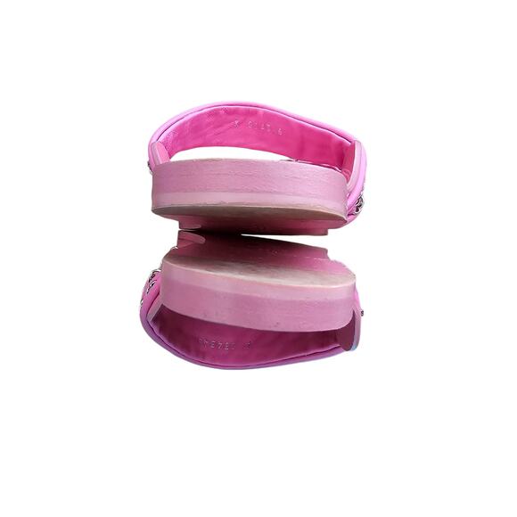 Chanel 19C CC Charm Chain Thong Flat Sandal Size 39 C US 8 8.5 Pink Leather - Picture 9 of 12